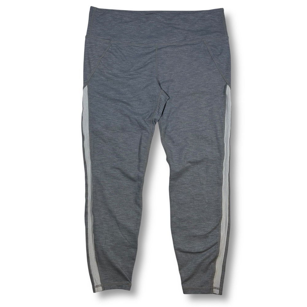 Athleta High Rise Mesh Chaturanga‎ 7/8 Leggings XL Gray Workout Activewear